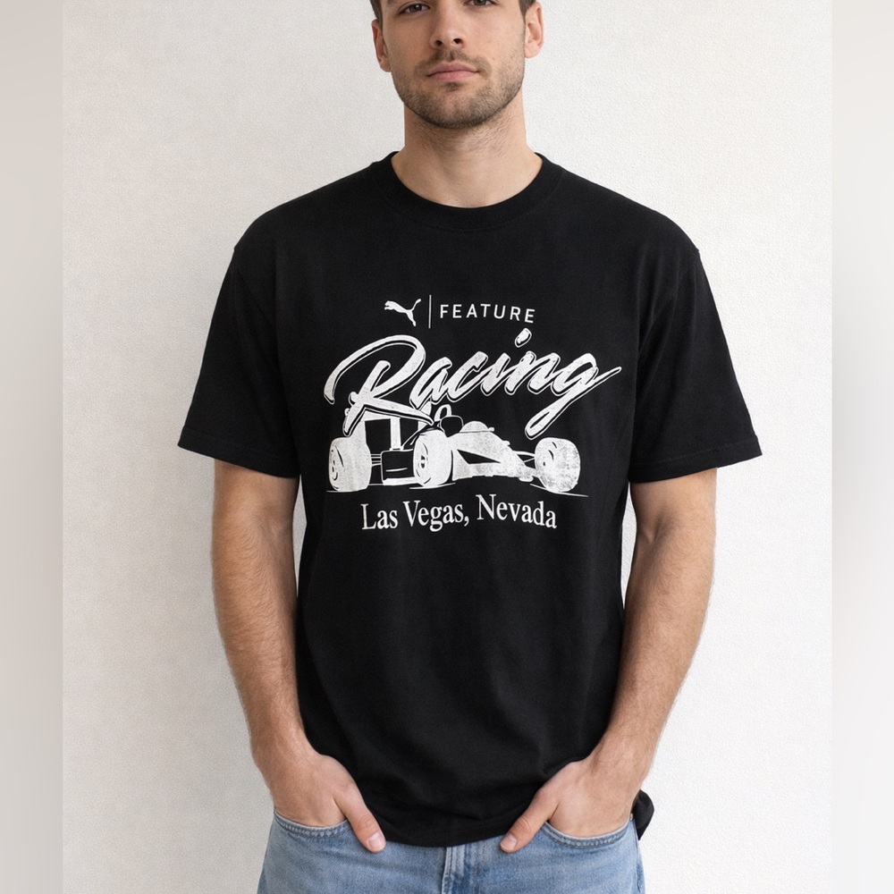 Puma Feature Racing‎ Las Vegas Nevada Graphic T-Shirt Men's Black Cotton